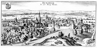 Gezicht op Bensheim door Ludwig Lange